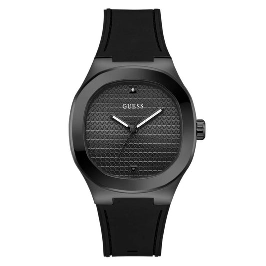 GUESS Dress Black Dial Analog Silicone Strap Men's Watch GW1005G3