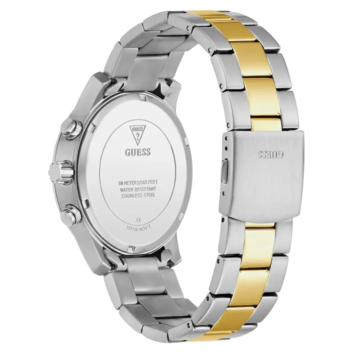 Two-tone silver and gold watch with visible brand logo on a white background