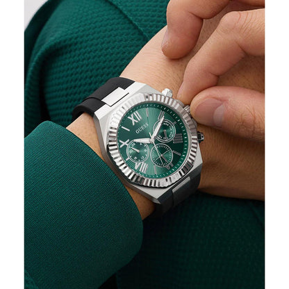 GUESS Green Dial Multi-function Silicone Strap Men's Watch GW1011G1