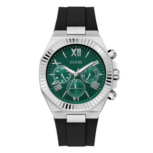 GUESS Green Dial Multi-function Silicone Strap Men's Watch GW1011G1