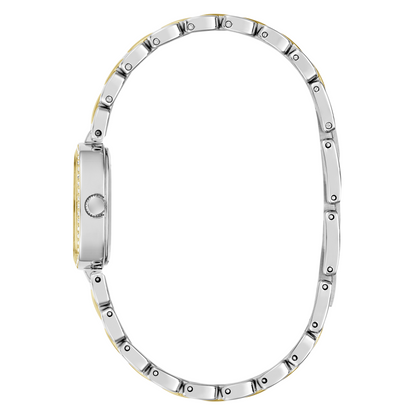 Silver watch with a white background