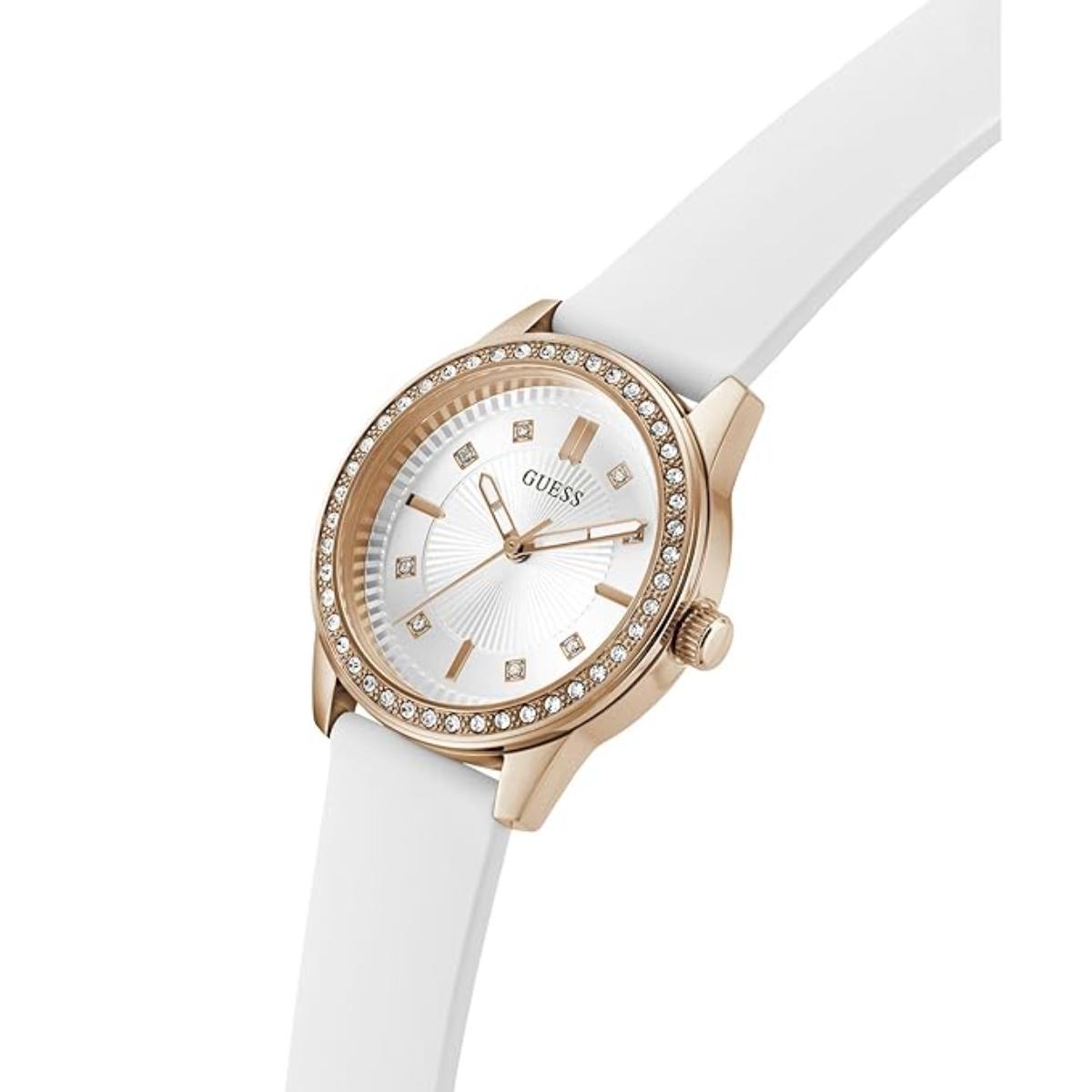 GUESS Quartz White Dial Analog Silicone Strap Women's Watch GW1030L4