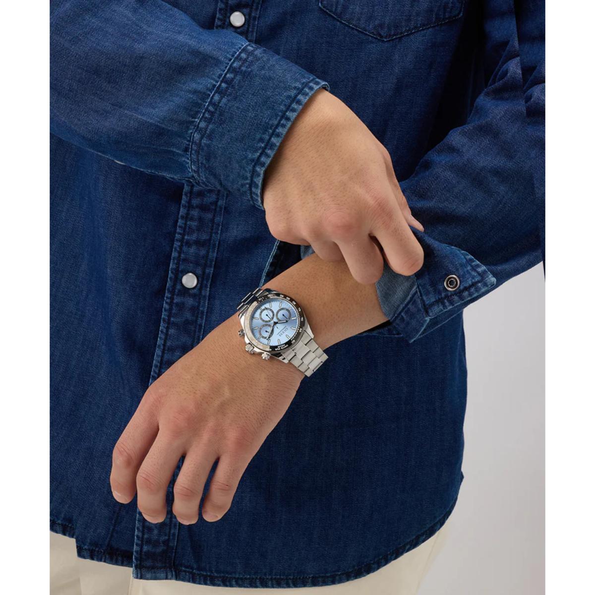 GUESS Quartz Blue Dial Chronograph Stainless Steel Men's Watch GW1058G1