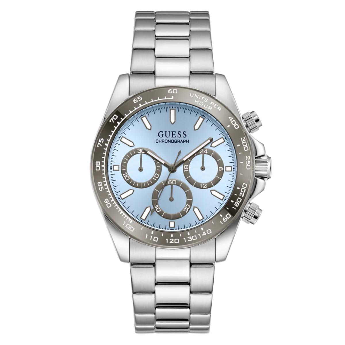 GUESS Quartz Blue Dial Chronograph Stainless Steel Men's Watch GW1058G1