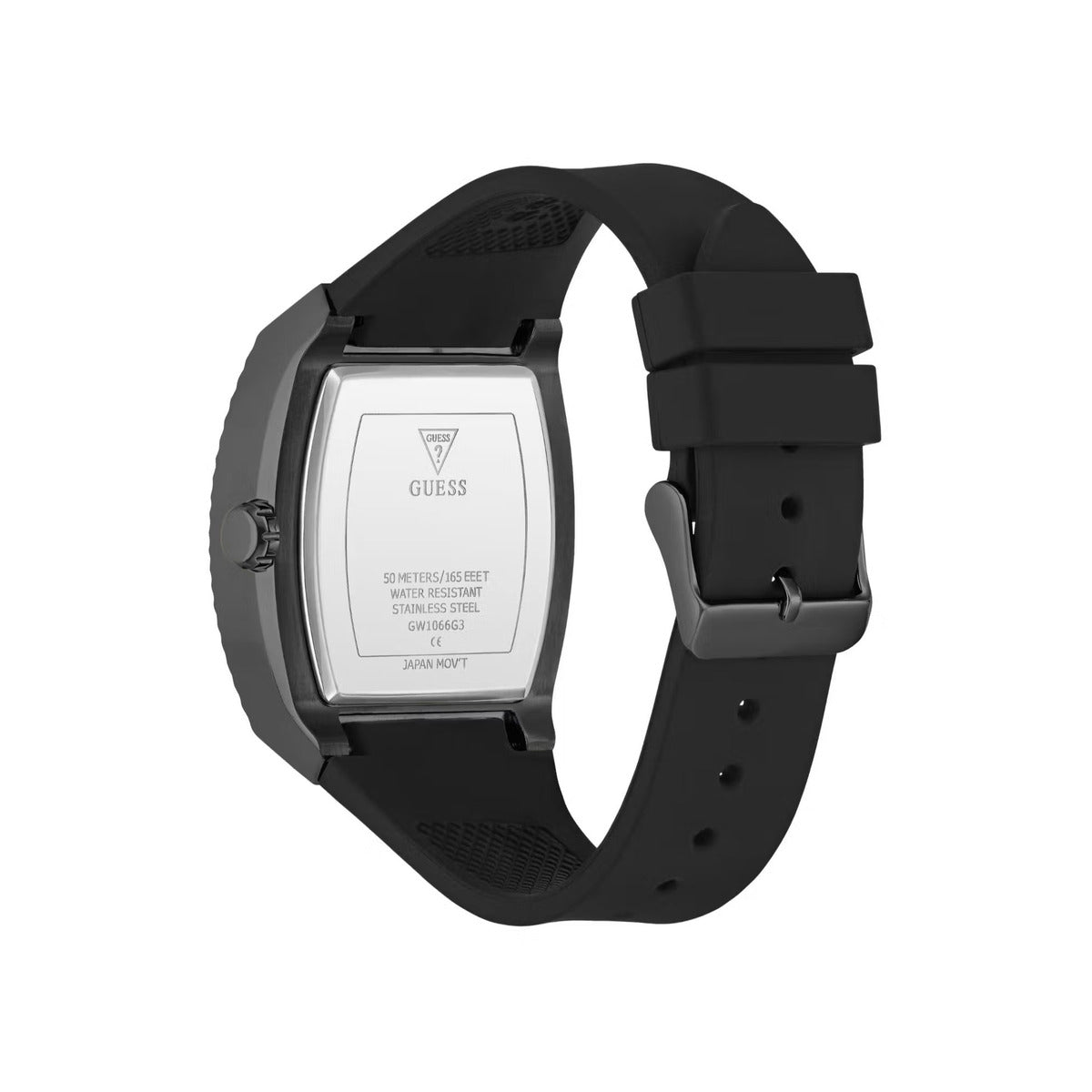 GUESS Quartz Black Dial Analog Silicone Strap Men's Watch GW1066G3