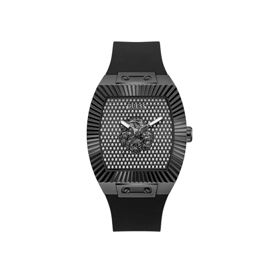 GUESS Quartz Black Dial Analog Silicone Strap Men's Watch GW1066G3