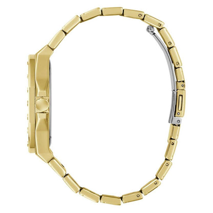 Gold watch case on a white background