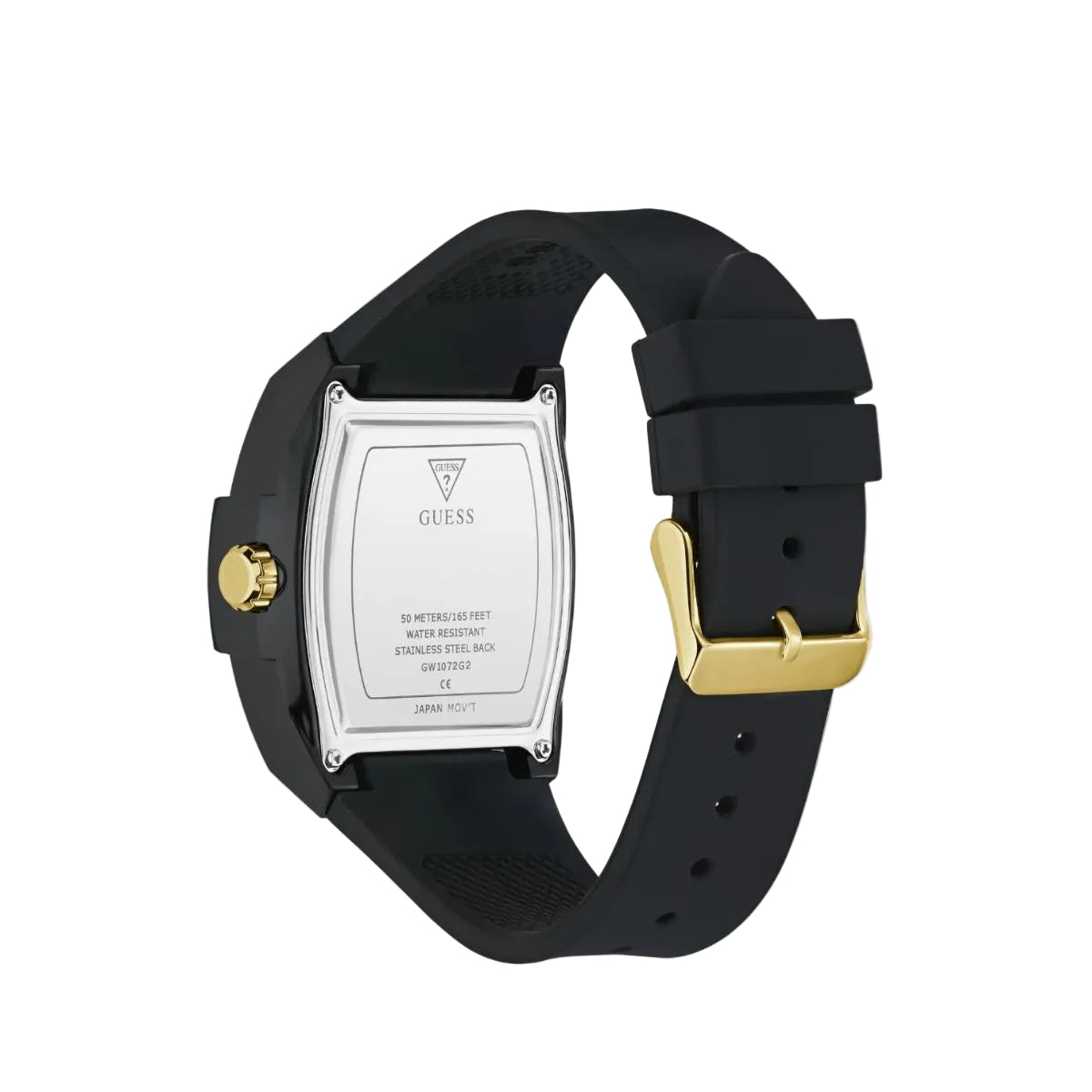 Black watch with gold accents on a gray background