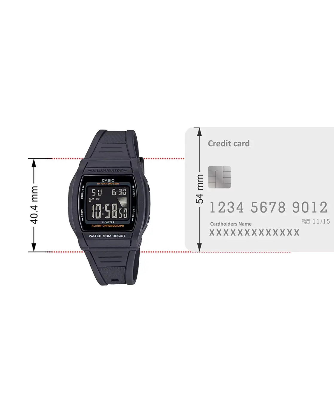 Casio YOUTH W-201-1BVDF I126 Resin Digital Black Dial Unisex Watch