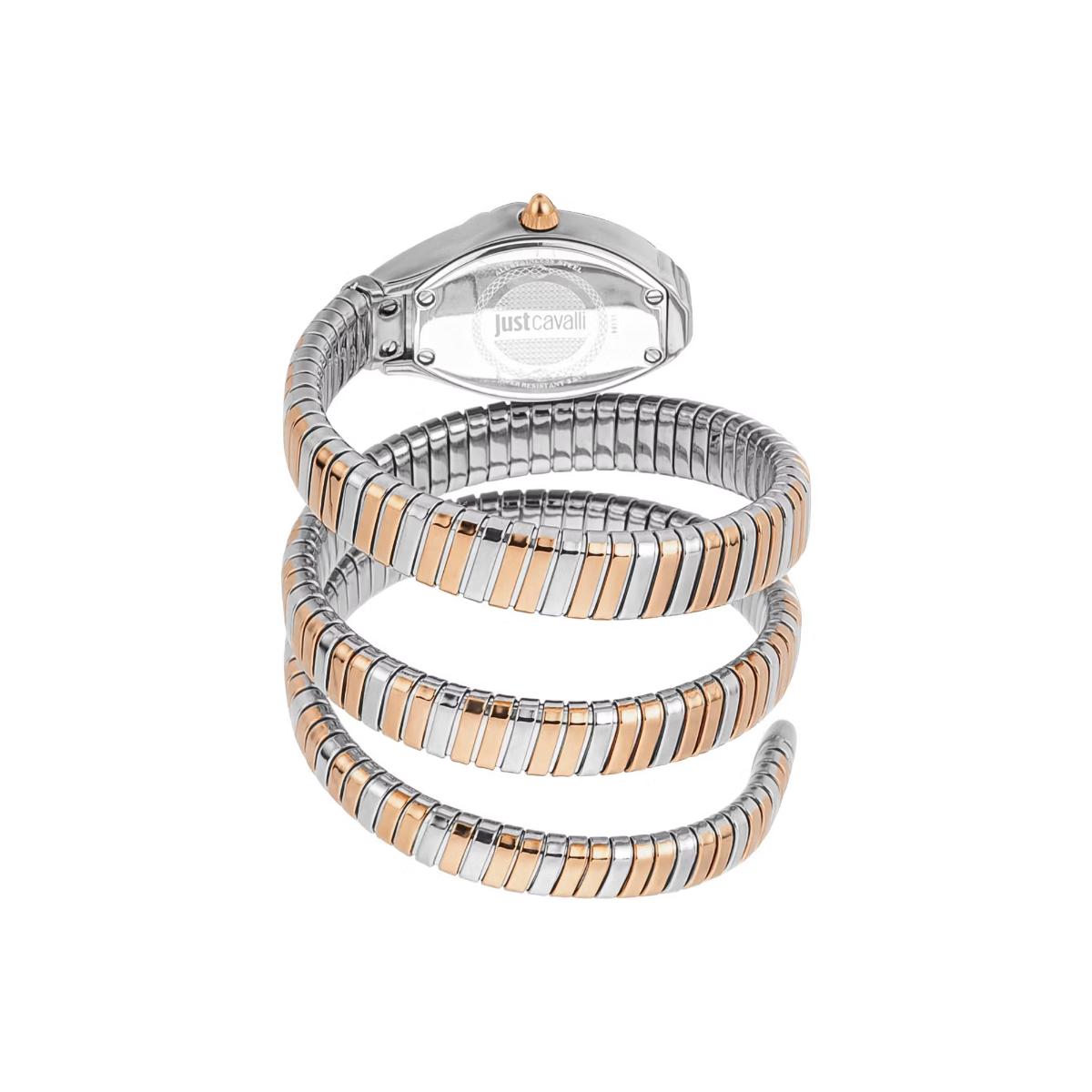 Two-tone spiral watch on a white background