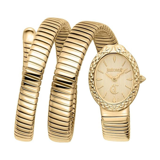 Gold watch and bracelet set on a white background