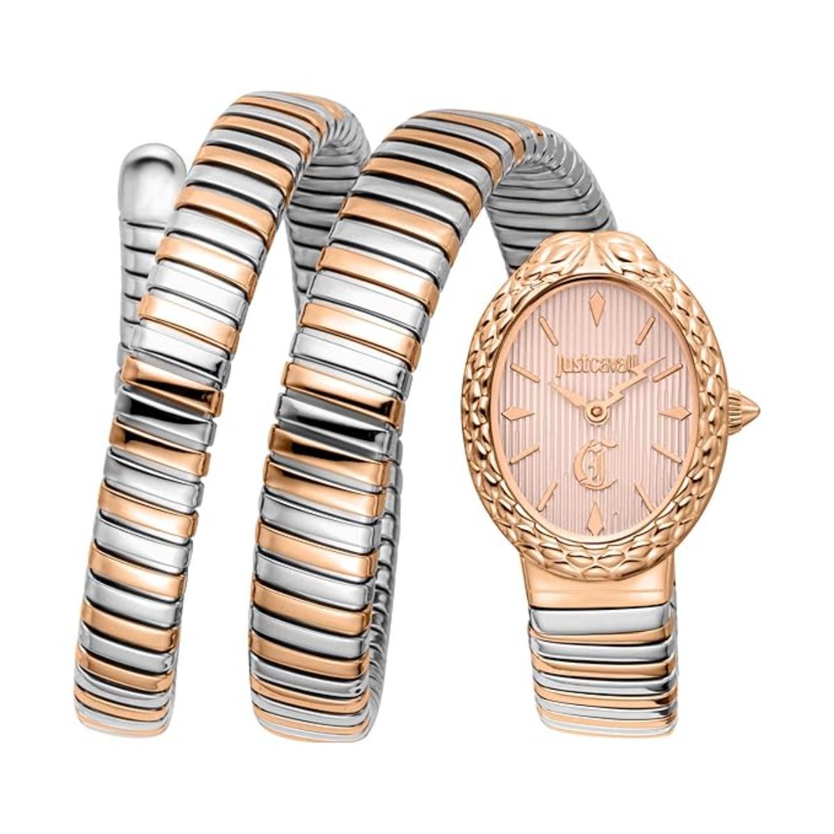 Two-tone watch and bracelet set on a white background