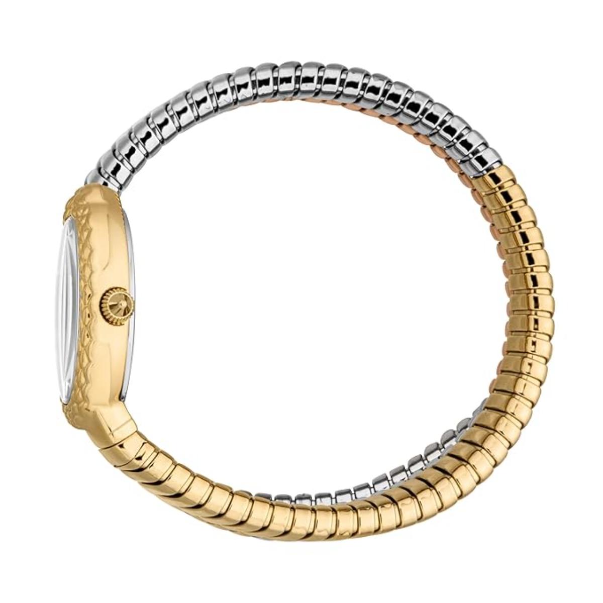 Two-tone gold and silver watch on a white background