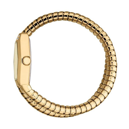 Gold watch band on a white background