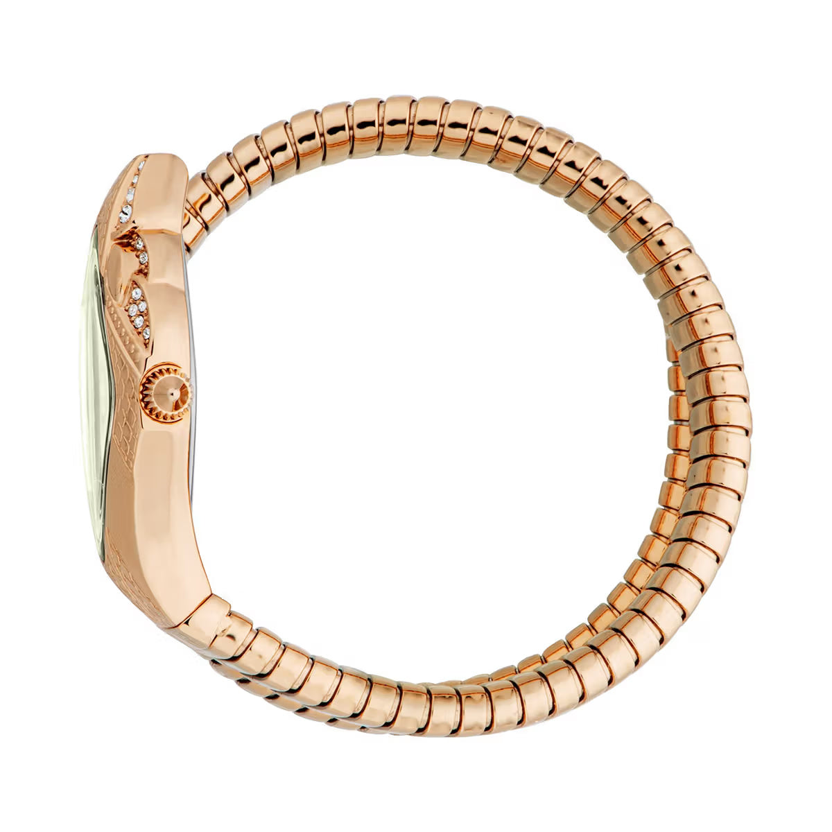 Rose gold bracelet on a white background