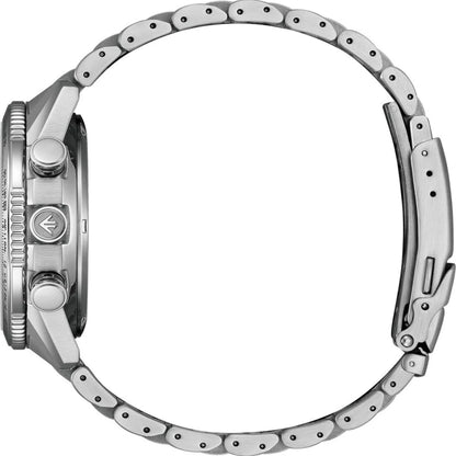 Close-up of a silver watch with detailed design on a white background