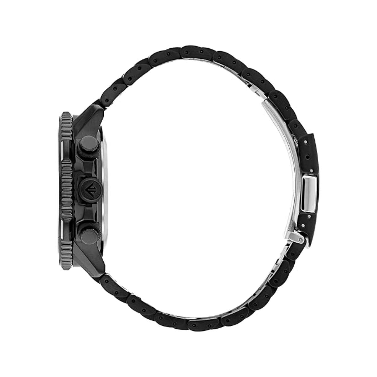 Black watch with a detailed case on a white background