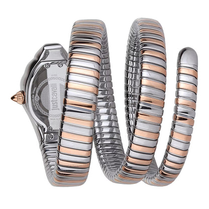 Silver and rose gold watch with matching bracelet on a white background