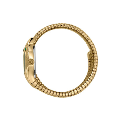 Gold watch strap on a white background