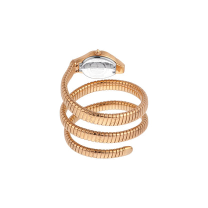 Rose gold spiral arm cuff on a white background