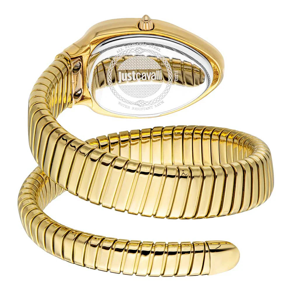 Gold watch with a unique design on a white background