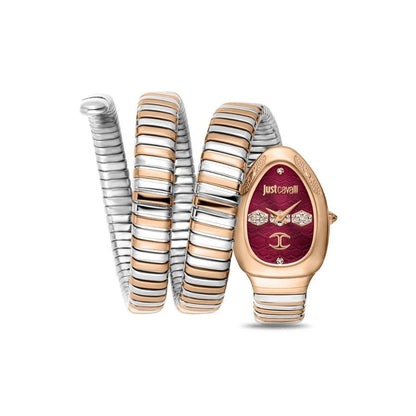 Just Cavalli watch with matching bangles on a white background