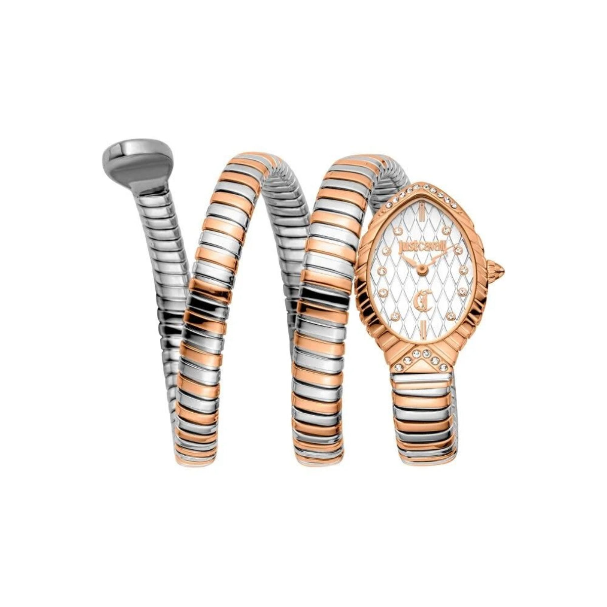 Bangle with watch face design on a white background