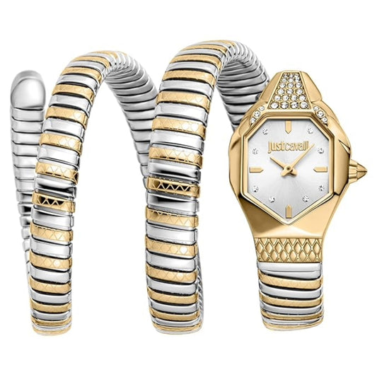 Diesel watch with two-tone metal band on a white background