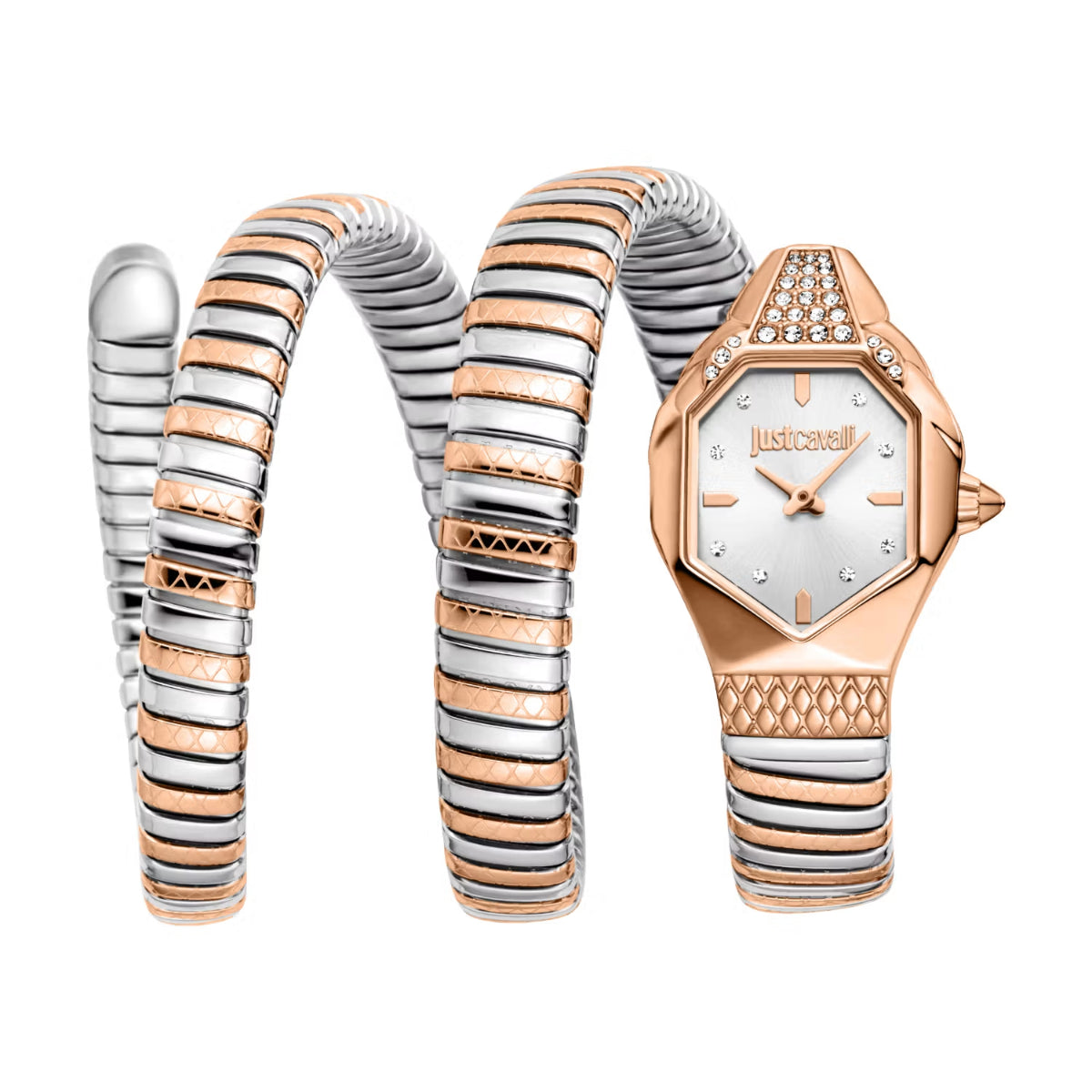Two watches with striped band design on a white background