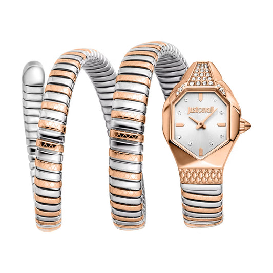 Two watches with striped band design on a white background