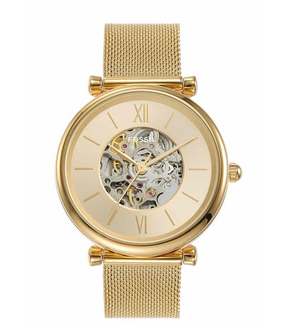 ME3250 FOSSIL | Carlie Automatic Gold Dial Watch (Women)