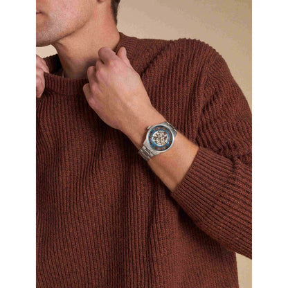 Fossil Towns Automatic Blue Dial Analog Stainless Steel Men Watch ME3260