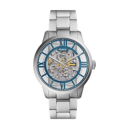 Fossil Towns Automatic Blue Dial Analog Stainless Steel Men Watch ME3260