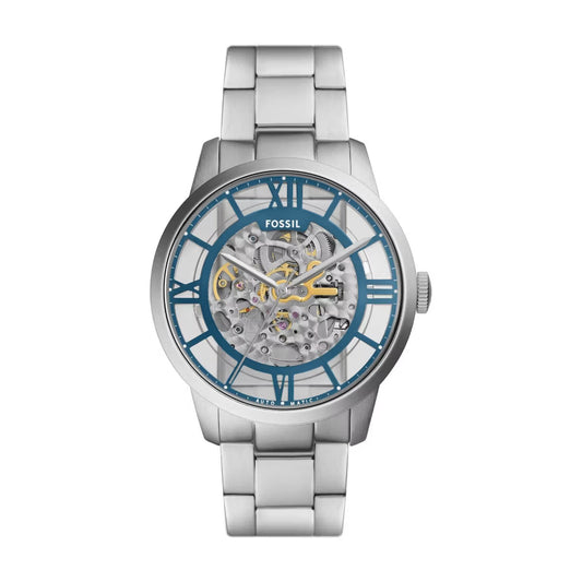 Fossil Towns Automatic Blue Dial Analog Stainless Steel Men Watch ME3260