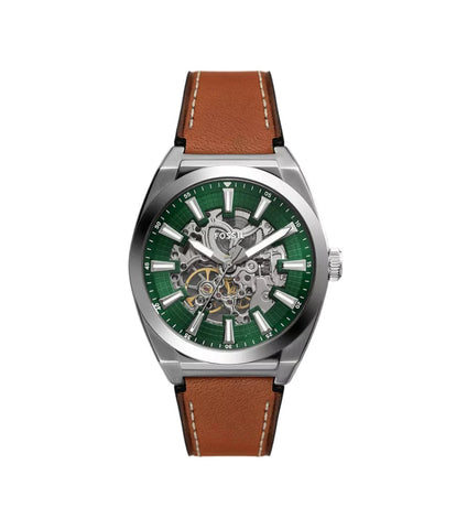 ME3261 Fossil | Everett Automatic Brown Leather Watch (Men) - Buy Now at Sai Creations Watches