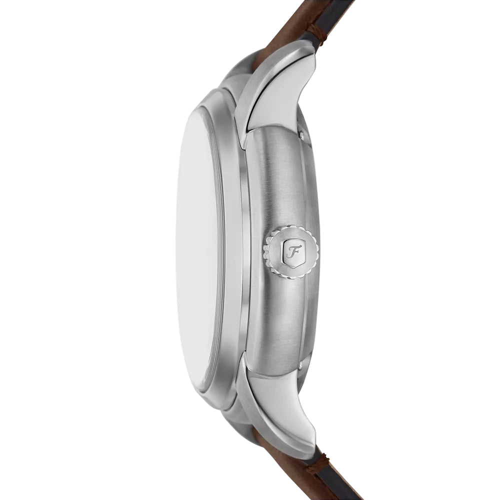 Fossil Heritage Automatic Cream Dial Analog Leather Strap Men Watch ME3264