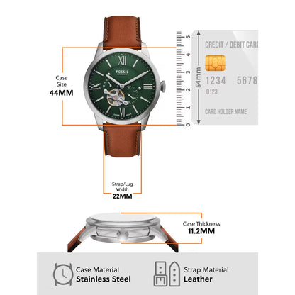 Fossil Townsman Green Dial Automatic Multifunction Men's Watch ME3265