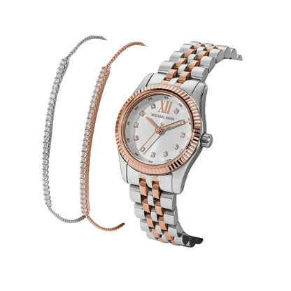 Michael Kors Lexington White Dial Analog Women Watch With Bracelet MK4817SET