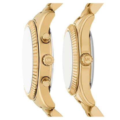 Michael Kors Lexington Quartz Gold Dial Analog Chronograph Women Watch MK4950SET