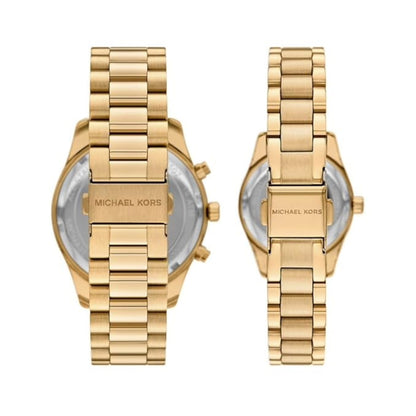 Michael Kors Lexington Quartz Gold Dial Analog Chronograph Women Watch MK4950SET