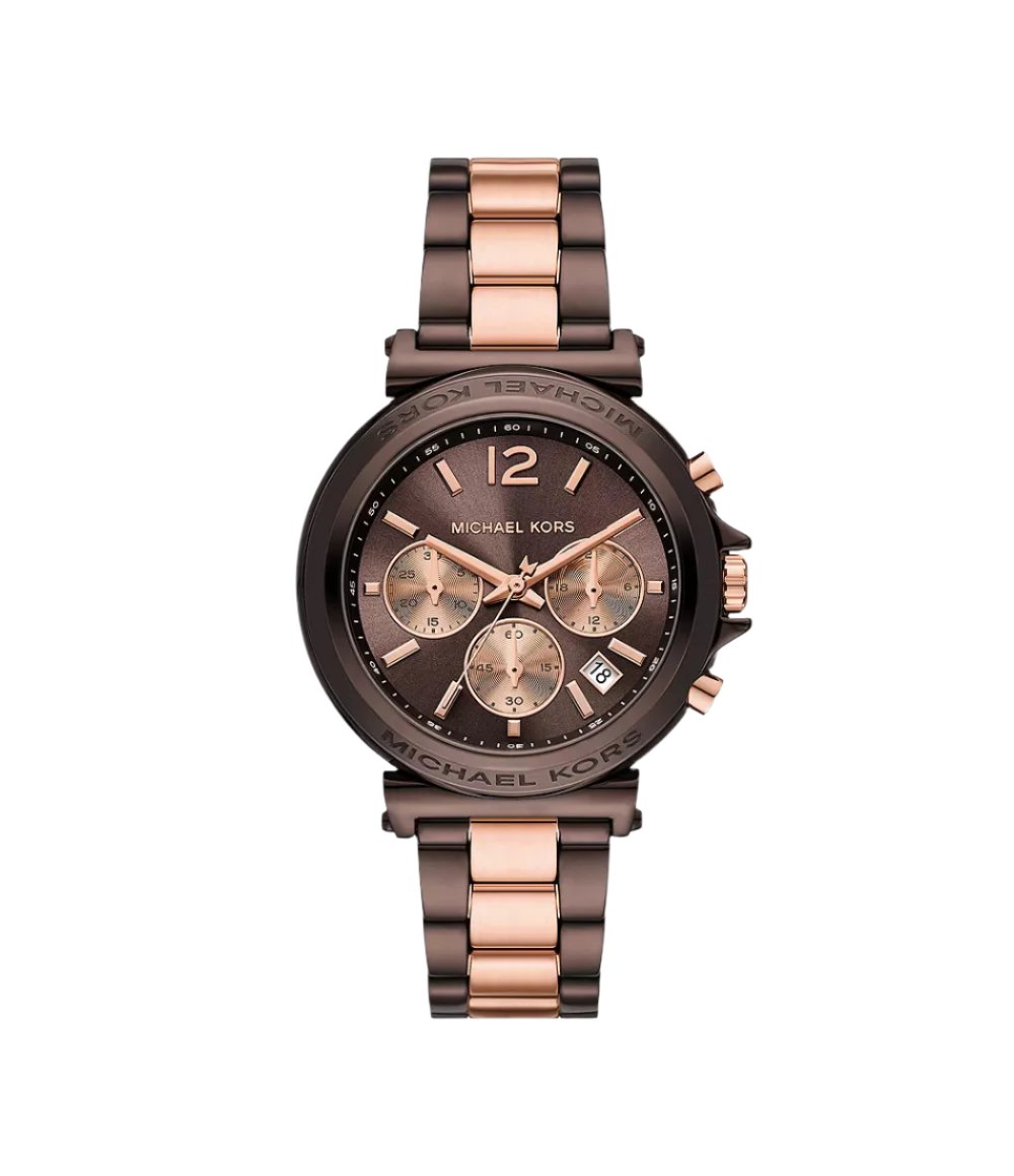 MK7496 Michael Kors | Maren Chronograph Chocolate and Rose Gold-Tone Watch