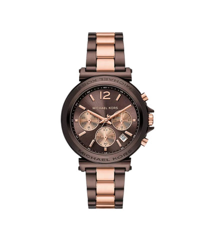 MK7496 Michael Kors | Maren Chronograph Chocolate and Rose Gold-Tone Watch