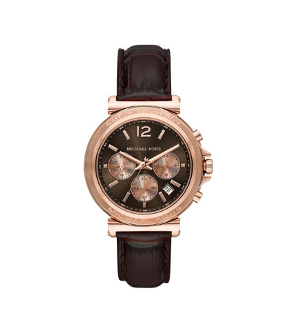 MK7497 Michael Kors | Maren Chronograph Chocolate Leather Watch (Women)