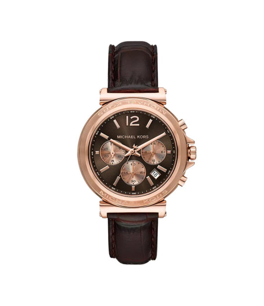 MK7497 Michael Kors | Maren Chronograph Chocolate Leather Watch (Women)