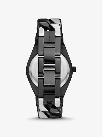 MK7502 Michael Kors | Lennox Three-Hand Black and Silver-Tone Watch