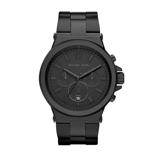 Black Michael Kors watch on a white background