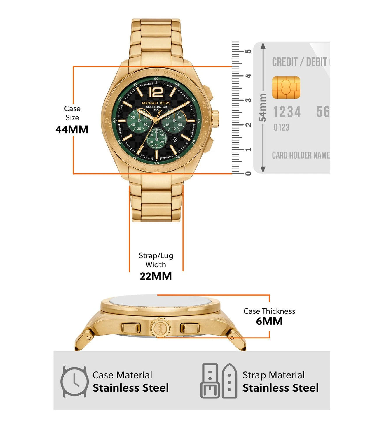 MK9177 Michael Kors | Accelerator 2.0 Green Dial Analog Watch (Men)