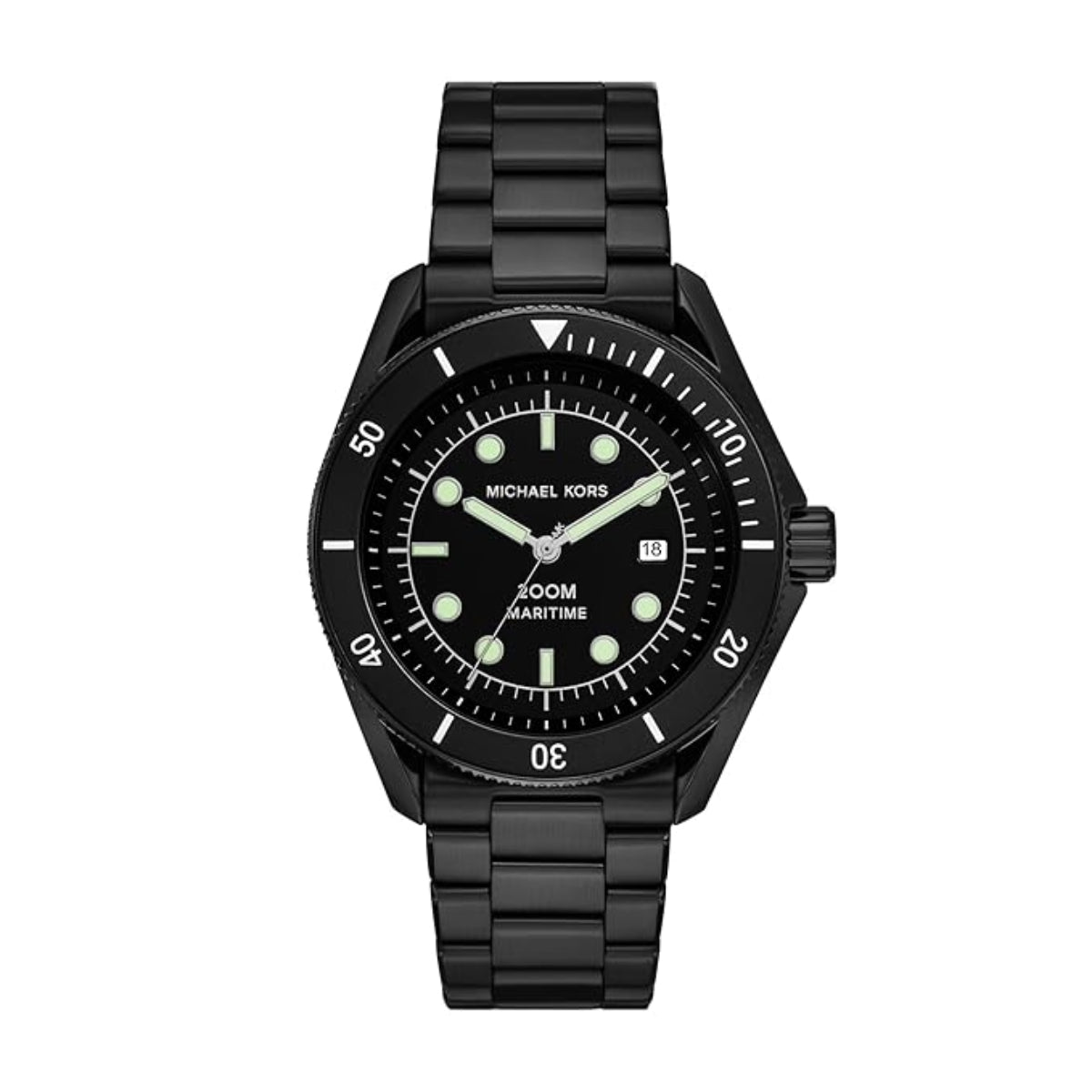 Black Michael Kors watch on a white background