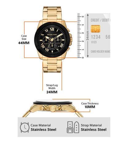 MK9184 Michael Kors | Alek Chrono Black Dial Gold-Tone Watch (Men)