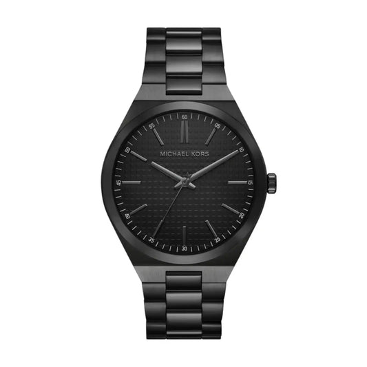 Black Michael Kors watch on a white background